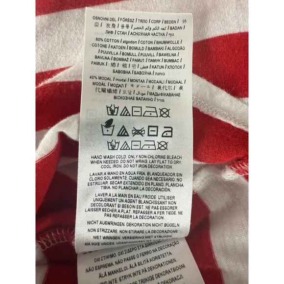 Guess Size S Spellout Striped Casual T Shirt Red White Short Sleeve Pullover - Picture 7 of 8